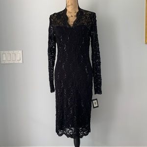 Marina Scalloped Sequined Lace Sheath